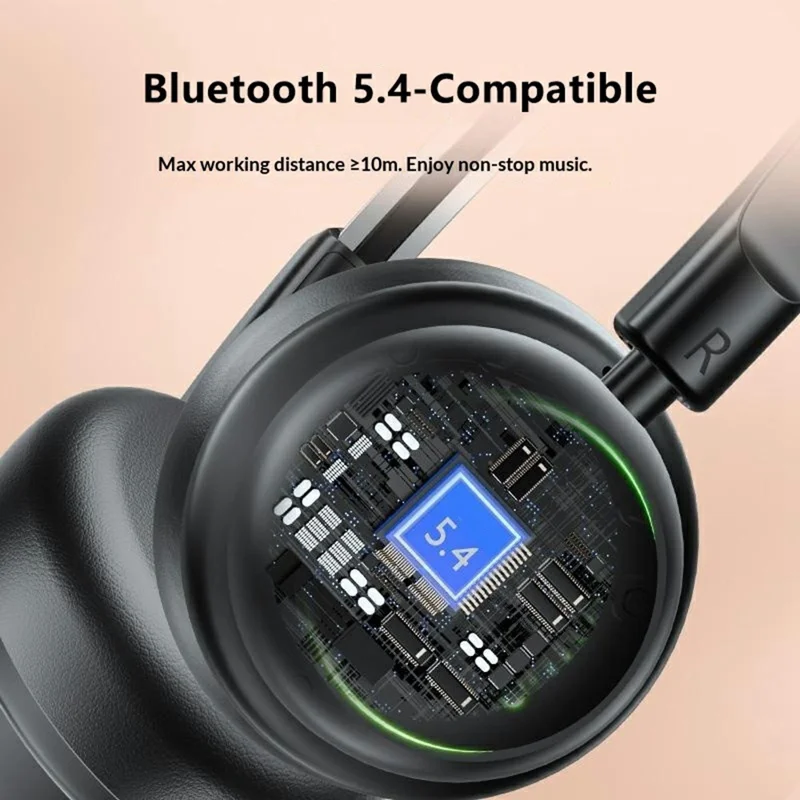 YESIDO EP15 Bezprzewodowe Słuchawki dla Dzieci, Bluetooth, Nauszne Słuchawki z Kolorowymi Efektami Świecących LED - Czarny