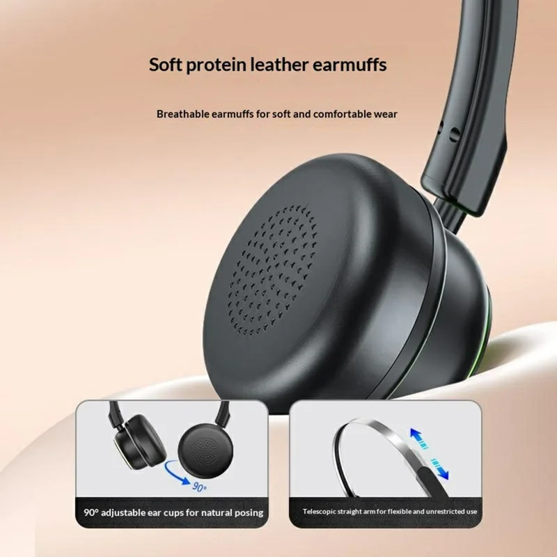 YESIDO EP15 Bezprzewodowe Słuchawki dla Dzieci, Bluetooth, Nauszne Słuchawki z Kolorowymi Efektami Świecących LED - Czarny