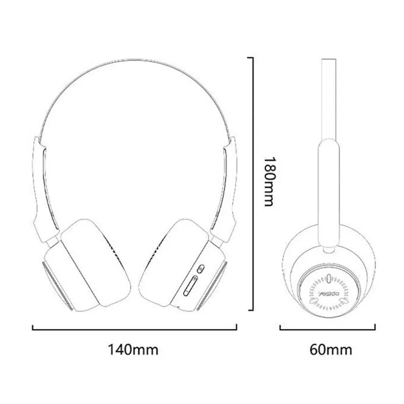 YESIDO EP15 Bezprzewodowe Słuchawki dla Dzieci, Bluetooth, Nauszne Słuchawki z Kolorowymi Efektami Świecących LED - Czarny