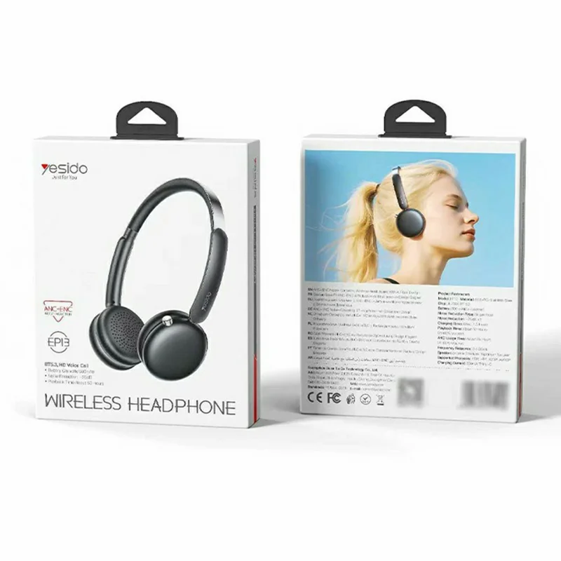 YESIDO EP13 Draadloze Hoofdtelefoon ANC+ENC Bluetooth-compatibele Headset - Zwart