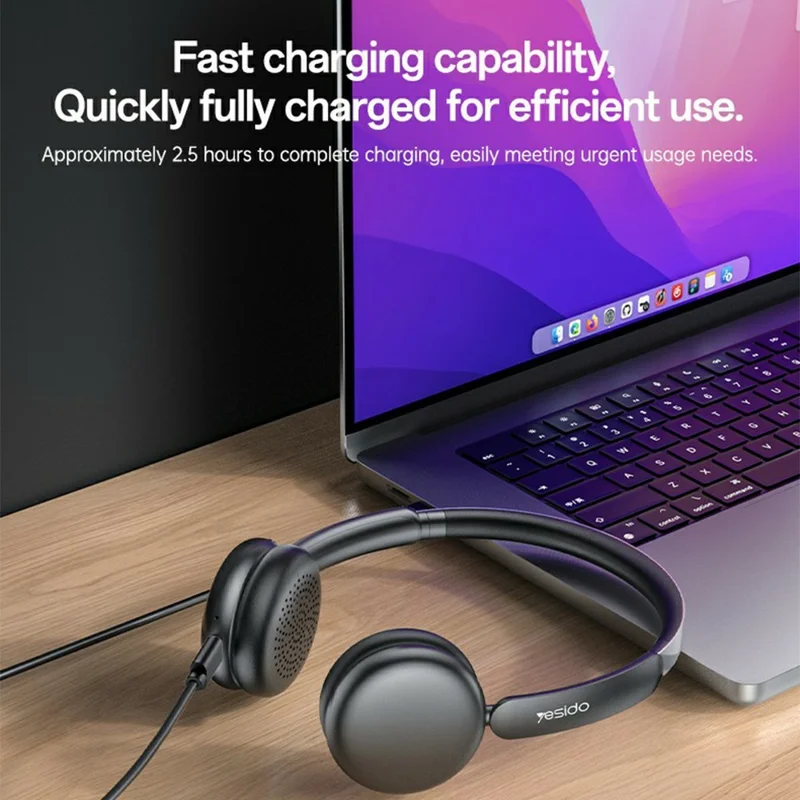 YESIDO EP13 Draadloze Hoofdtelefoon ANC+ENC Bluetooth-compatibele Headset - Zwart