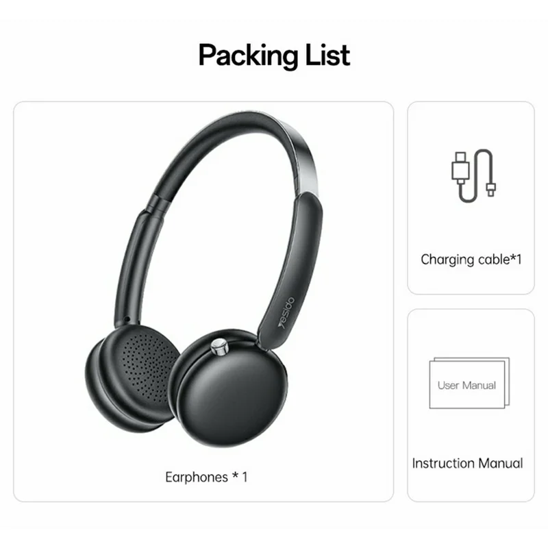 YESIDO EP13 Draadloze Hoofdtelefoon ANC+ENC Bluetooth-compatibele Headset - Zwart