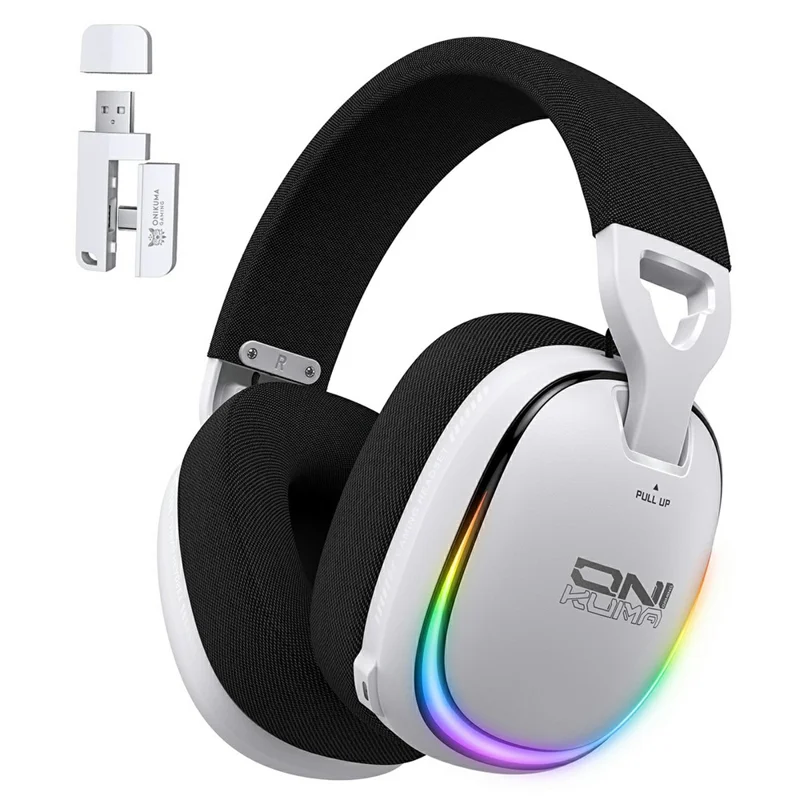 ONIKUMA GT805 4 Modes Wireless / Wired Gaming Headset Over-Ear Headphones with RGB Light - White