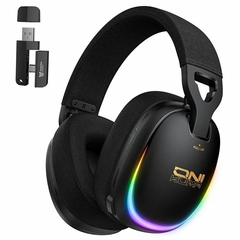 ONIKUMA GT805 Auscultadores Gaming com Fios e Sem Fios com 4 Modos, Auscultadores Circumaurais com Luz RGB - Preto
