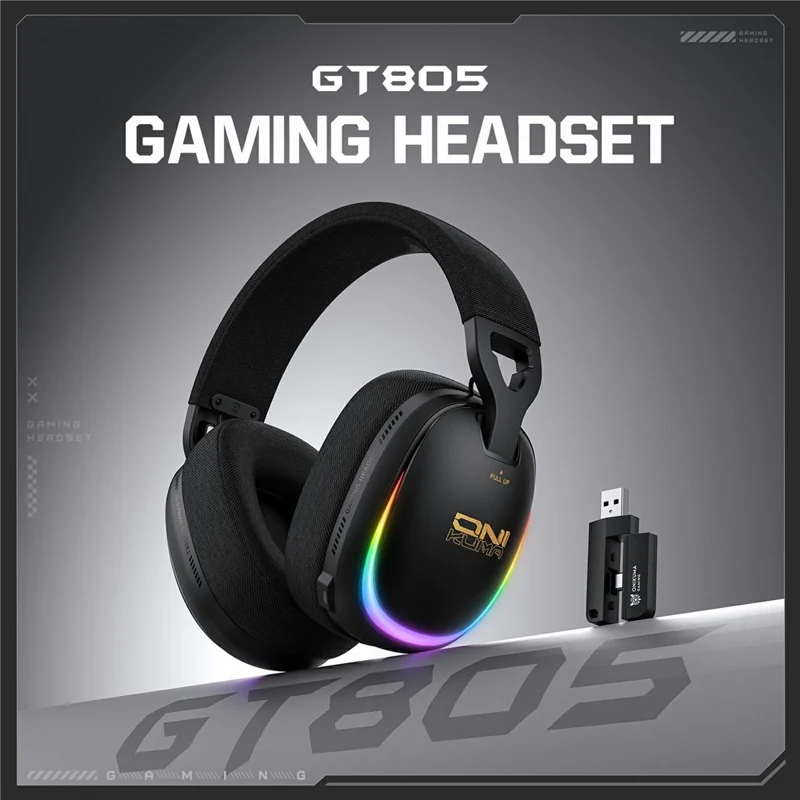 ONIKUMA GT805 Auscultadores Gaming com Fios e Sem Fios com 4 Modos, Auscultadores Circumaurais com Luz RGB - Preto
