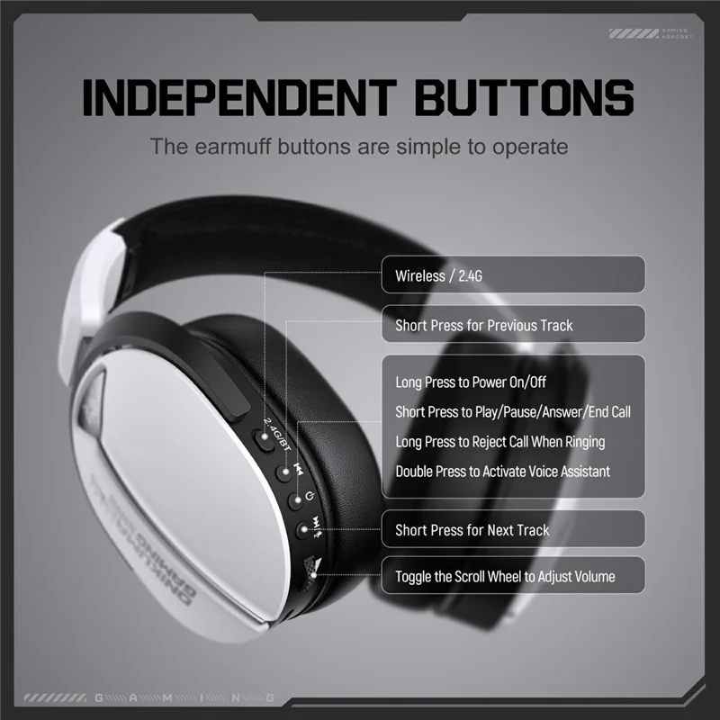ONIKUMA GT887 Gaming Headphones with Microphone 4 Modes Wireless / Wired Over-Ear Headset - White