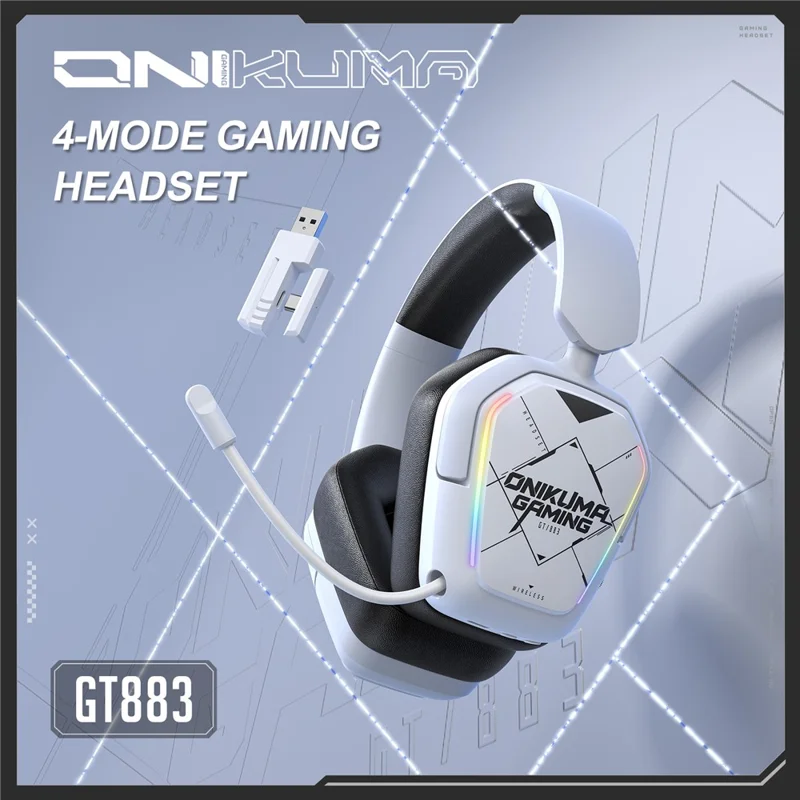 ONIKUMA GT883 Wireless Gaming Headset 4 Mode Bluetooth-Compatible Headphones with Microphone - White