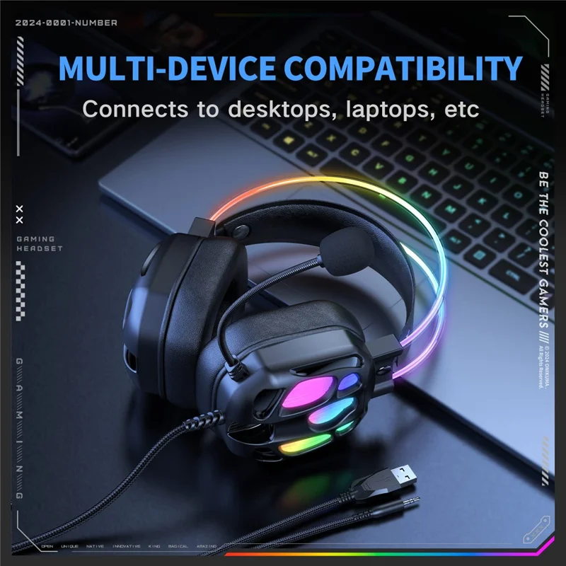 ONIKUMA X89 Gaming-Headset RGB Kabelgebundene Over-Ear-Kopfhörer mit Mikrofon für PC/Laptop-Nutzung – Schwarz