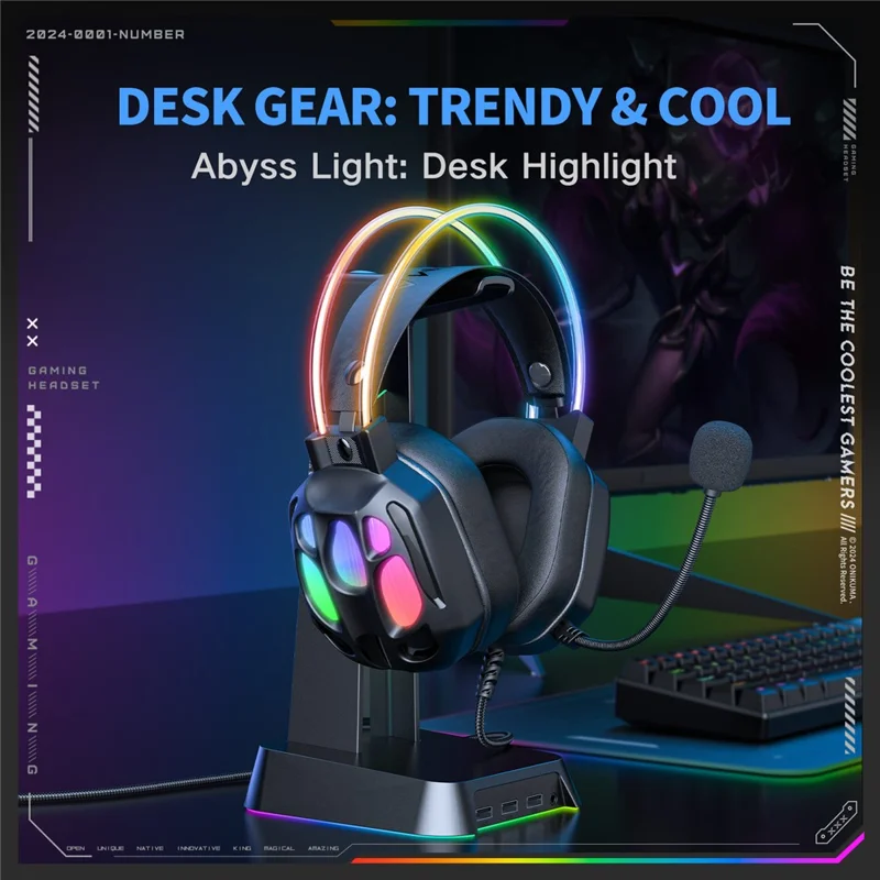 ONIKUMA X89 Gaming-Headset RGB Kabelgebundene Over-Ear-Kopfhörer mit Mikrofon für PC/Laptop-Nutzung – Schwarz