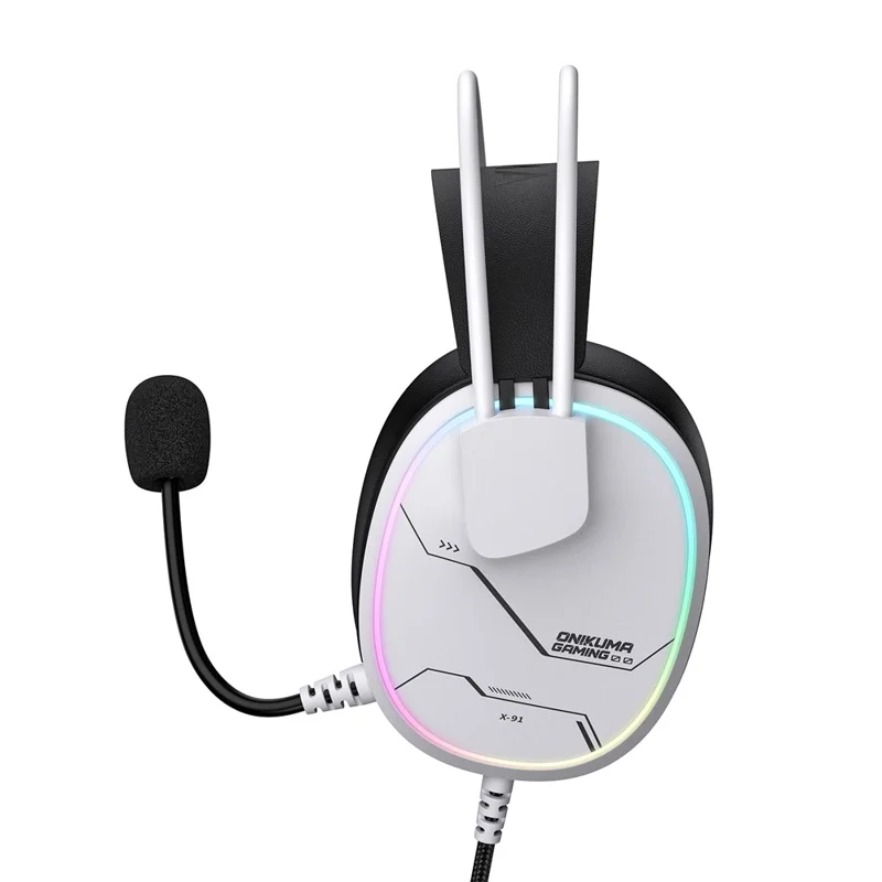 ONIKUMA X91 Gaming Headset Wired Over-Ear Headphones with Microphone RGB LED For PC  /  PS5  /  Gaming - White