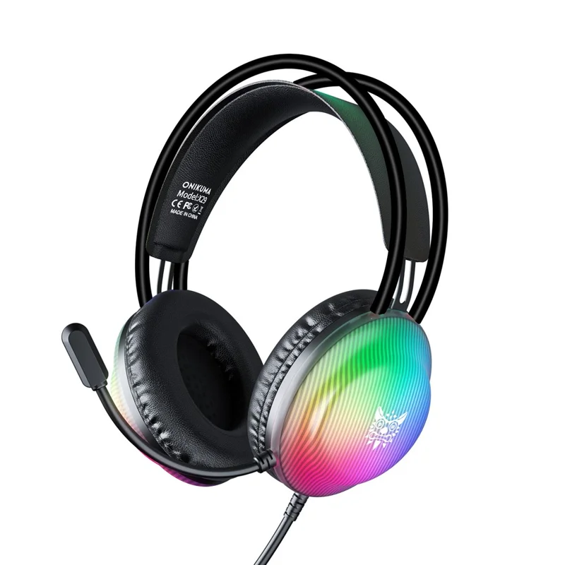 ONIKUMA X29 Gaming Headset Wired Over Ear with Microphone RGB Lighting For PC  /  Console Gaming - Black