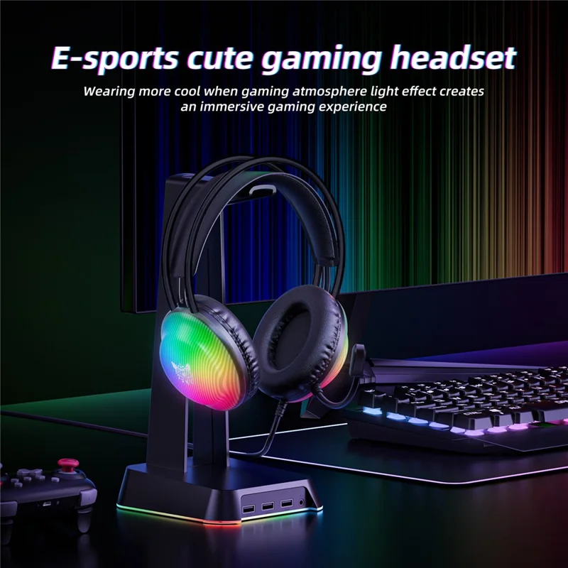 ONIKUMA X29 Gaming Headset Wired Over Ear with Microphone RGB Lighting For PC  /  Console Gaming - Black