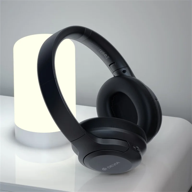 DEVIA EM203 EarBass Pro1 Bluetooth-kompatibla trådlösa huvudtelefoner, vikbara över örat med ANC-huvudtelefoner - Svart