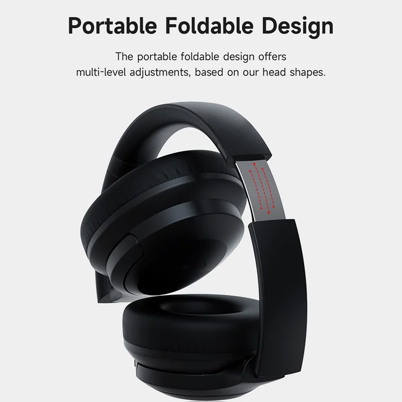 DEVIA EM203 EarBass Pro1 Bluetooth-kompatibla trådlösa huvudtelefoner, vikbara över örat med ANC-huvudtelefoner - Svart