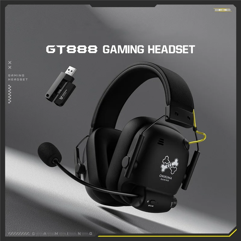 ONIKUMA GT888 4-режимная игровая гарнитура с поддержкой Bluetooth, 2.4G беспроводные наушники - Черные