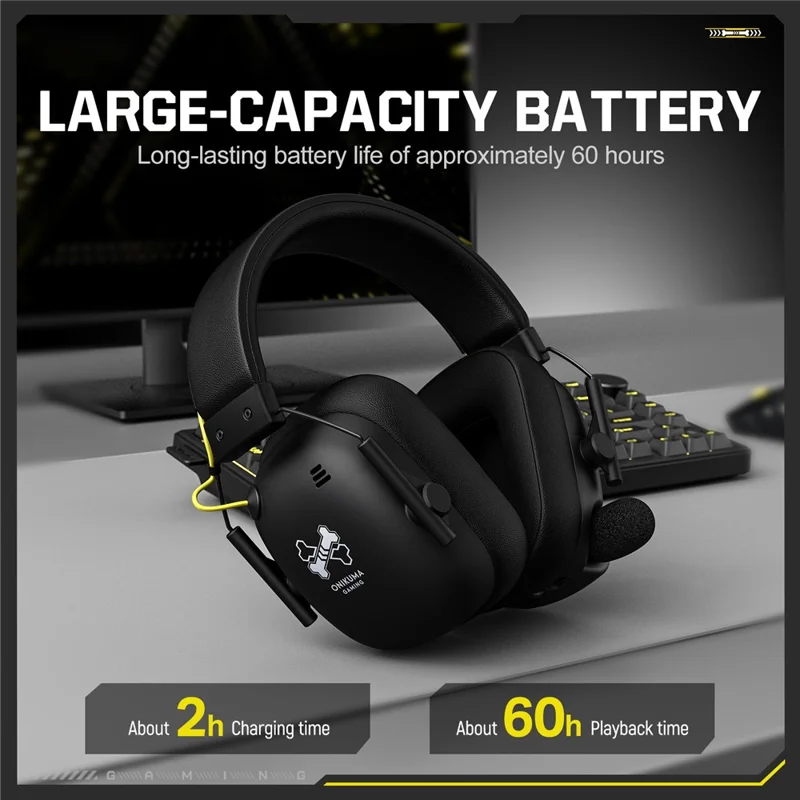 ONIKUMA GT888 4-режимная игровая гарнитура с поддержкой Bluetooth, 2.4G беспроводные наушники - Черные