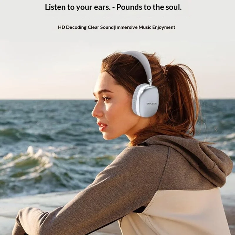 ERAZER EM-Z03MAX Bluetooth-compatible Headphone NAC Noise Cancelling Low Latency Headset (Invested By Lenovo) - Silver