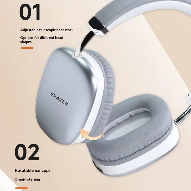 ERAZER EM-Z03MAX Bluetooth-compatible Headphone NAC Noise Cancelling Low Latency Headset (Invested By Lenovo) - Silver