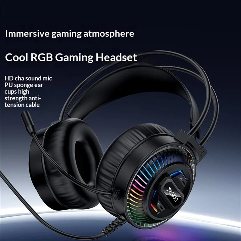 YESIDO EK06 Wired RGB Gaming Headset 40mm HD Speaker 360° Microphone Headphone for PC Computer