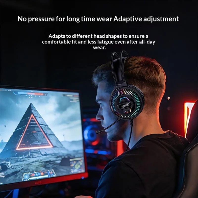 YESIDO EK06 Wired RGB Gaming Headset 40mm HD Speaker 360° Microphone Headphone for PC Computer