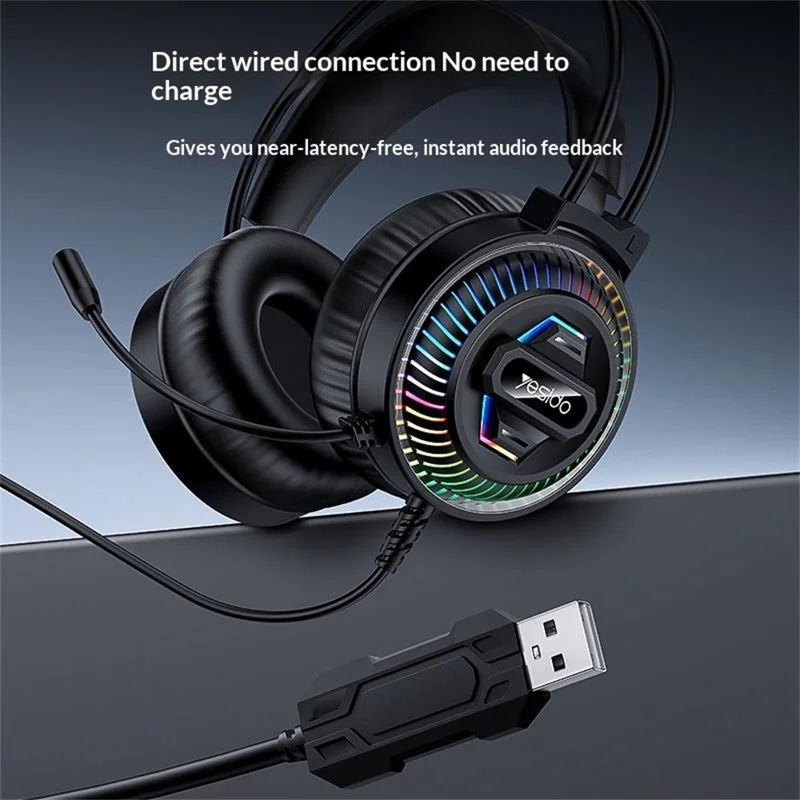 YESIDO EK06 Wired RGB Gaming Headset 40mm HD Speaker 360° Microphone Headphone for PC Computer