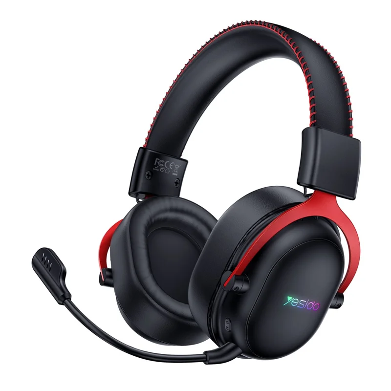 YESIDO EK07 Tri-Mode Gaming Headset Bluetooth-compatible 2.4G Wired Over Ear Headphones with Detachable Mic - Black