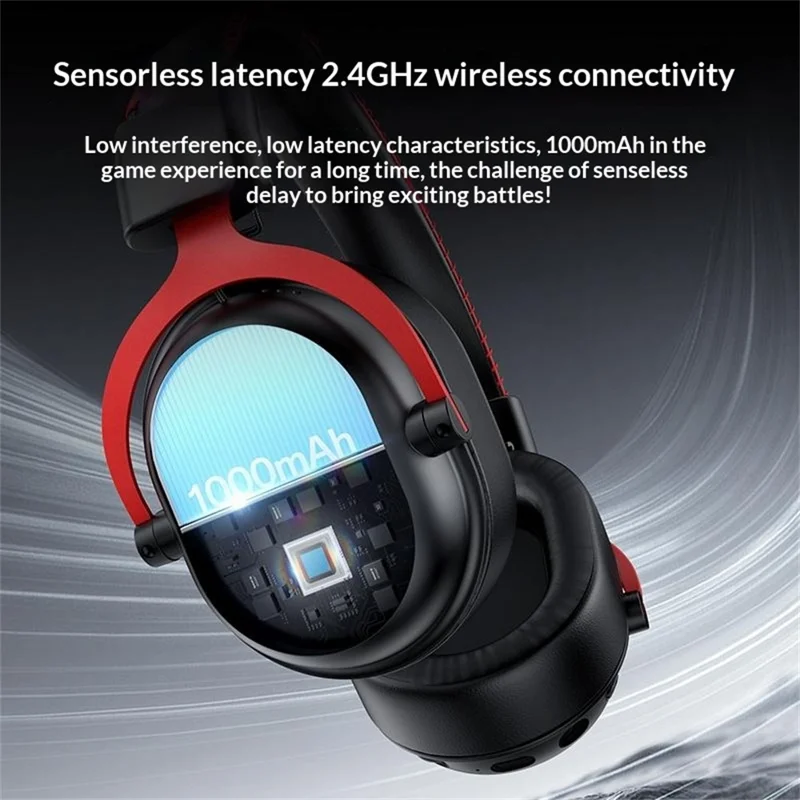 YESIDO EK07 Tri-Mode Gaming Headset Bluetooth-compatible 2.4G Wired Over Ear Headphones with Detachable Mic - Black