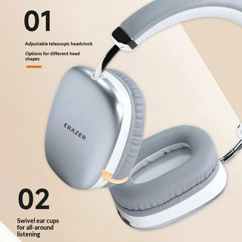 ERAZER EM-Z02 Pro Bluetooth-compatible Headphones ANC Noise Cancelling 500mAh 50H Playtime Over Ear Headset (Invested By Lenovo)