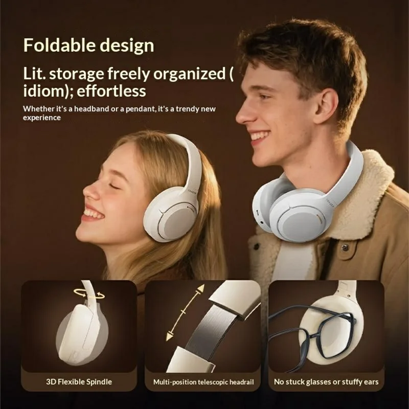 ERAZER L7 Pro Wireless Bluetooth-compatible Headphones ANC ENC Noise Cancelling Over Ear Headset for Gaming (Invested By Lenovo) - Beige