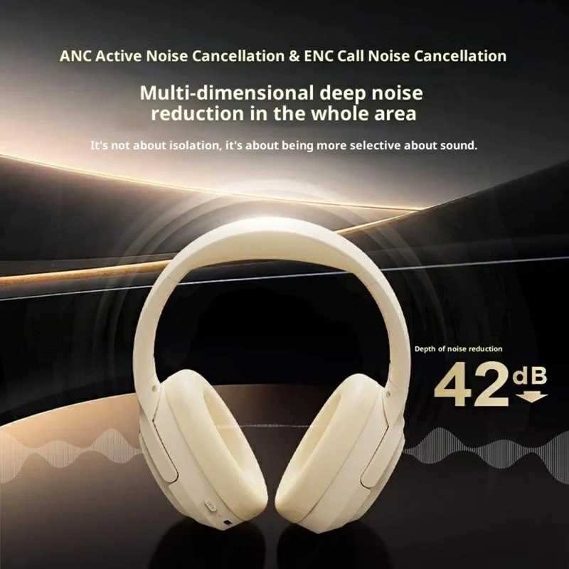 ERAZER L7 Pro Wireless Bluetooth-compatible Headphones ANC ENC Noise Cancelling Over Ear Headset for Gaming (Invested By Lenovo) - Beige