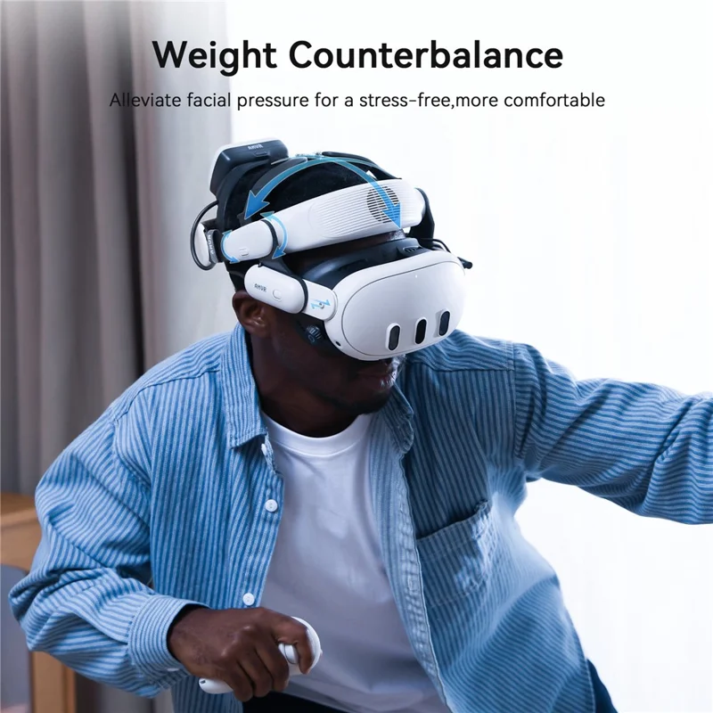 AMUR BS1 till Meta Quest 3 Laddningsbar batterihuvudband VR-headset med kylsystem - Vit