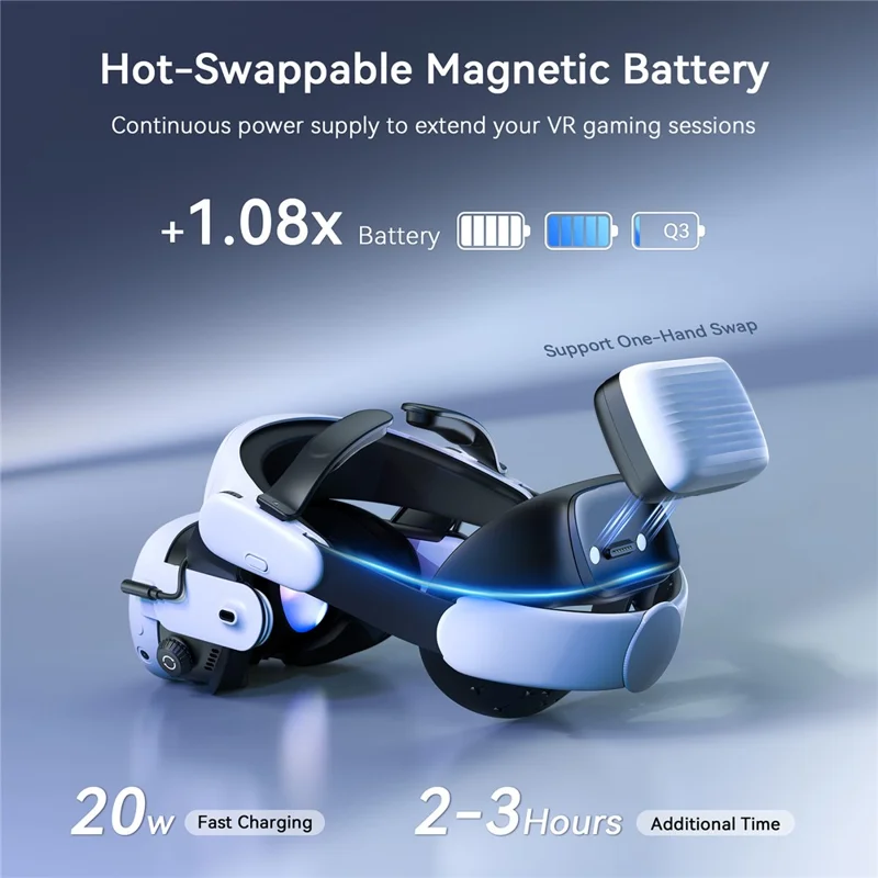 AMVR BP1 8000mAh Battery Pack Hot-Swappable Magnetic Power Bank for VR Headset Phone Tablet - White