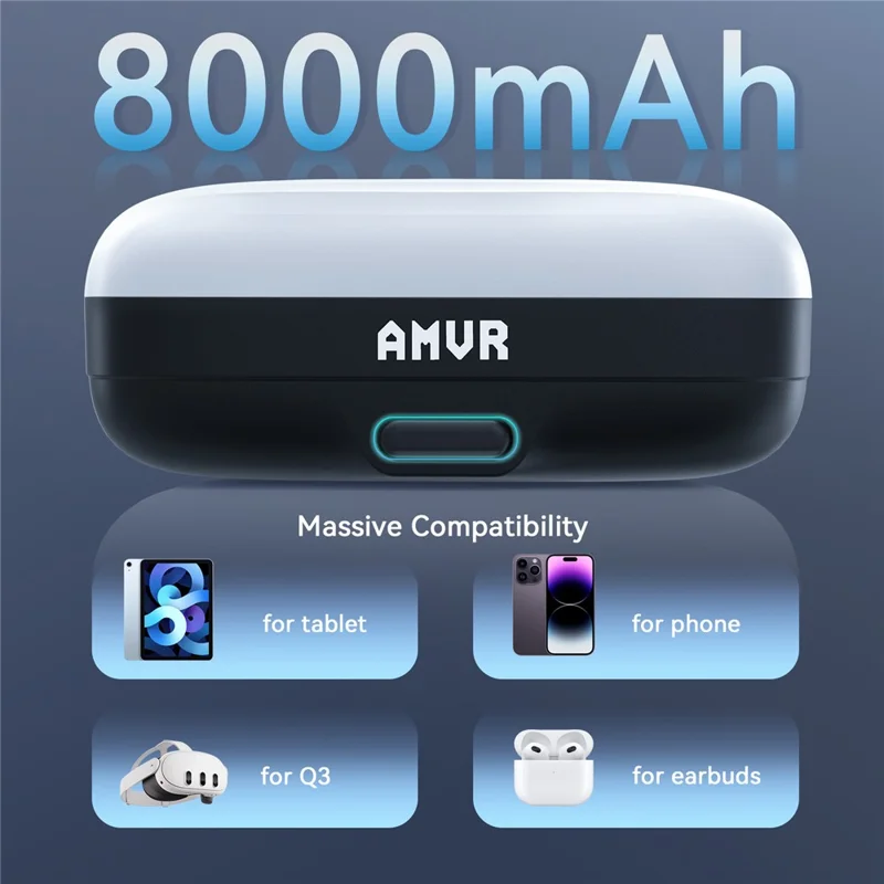 AMVR BP1 8000mAh Battery Pack Hot-Swappable Magnetic Power Bank for VR Headset Phone Tablet - White