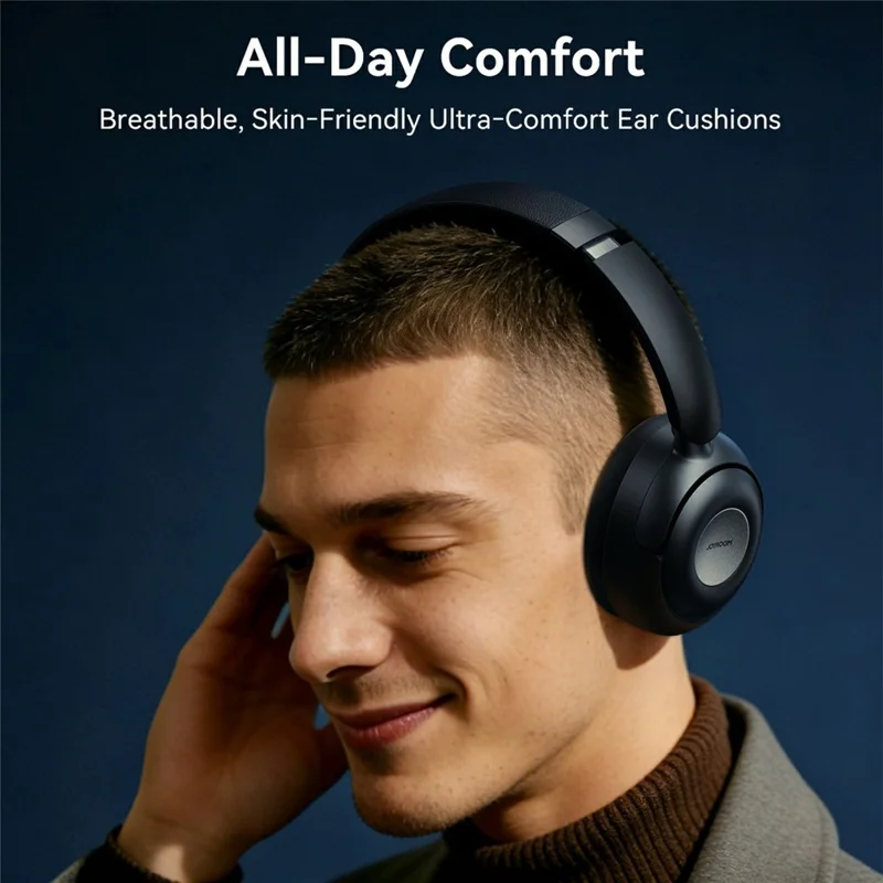 JOYROOM JR-JH3 Bluetooth-compatible Headphones Hybrid Active Noise Canceling Over-Ear Headset with 3.5mm Audio Cable - Black