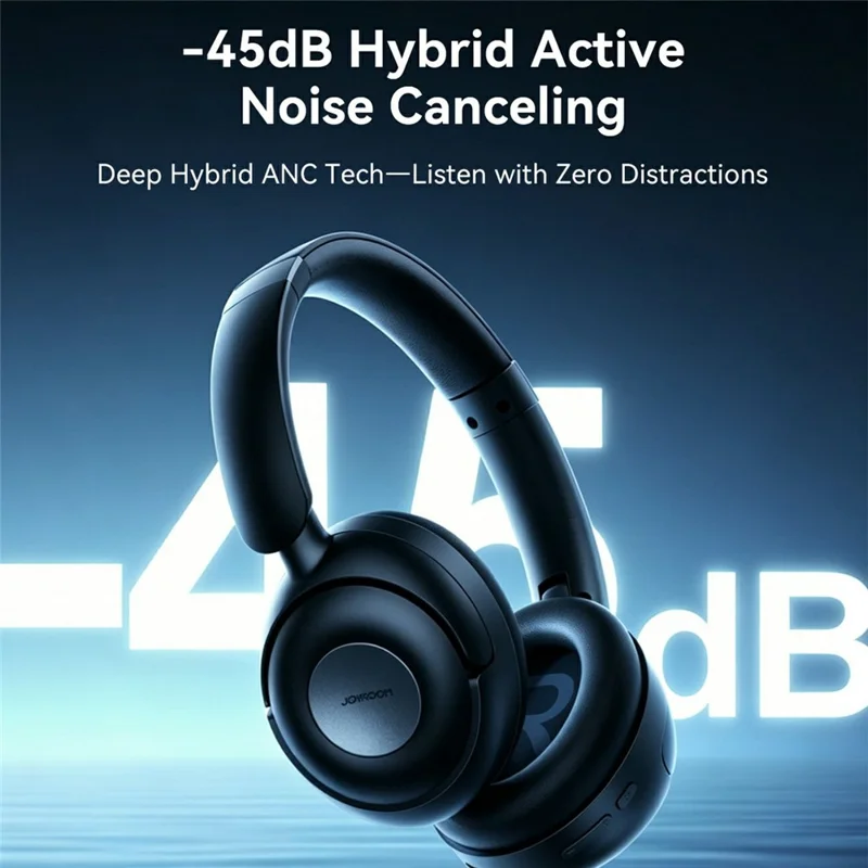 JOYROOM JR-JH3 Bluetooth-compatible Headphones Hybrid Active Noise Canceling Over-Ear Headset with 3.5mm Audio Cable - Black
