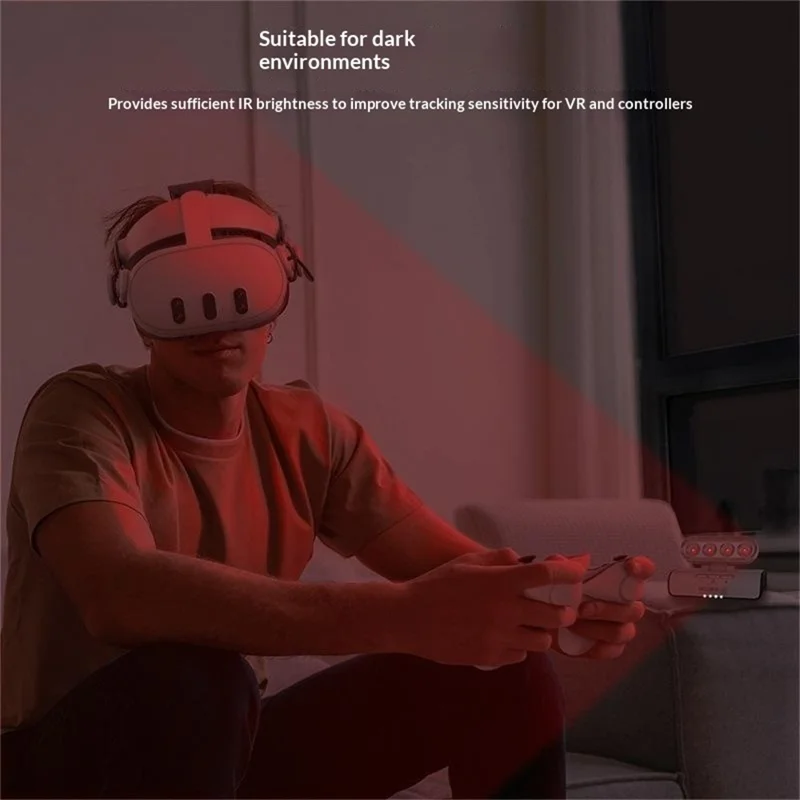 KKCOBVR i3 Stazione di Tracciamento IR Base per Meta Quest 3 / 3S / Pro Luce di Potenziamento Infrarossa Accessorio VR con Luminosità Regolabile su 4 Livelli - Bianco Argento