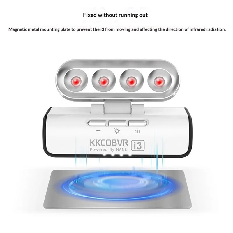KKCOBVR i3 Stazione di Tracciamento IR Base per Meta Quest 3 / 3S / Pro Luce di Potenziamento Infrarossa Accessorio VR con Luminosità Regolabile su 4 Livelli - Bianco Argento