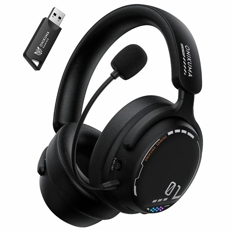 ONIKUMA GT886 Gaming Headset 2.4G Wireless Bluetooth-compatible Wired 3 Modes PC Headphone with Detachable Microphone - Black