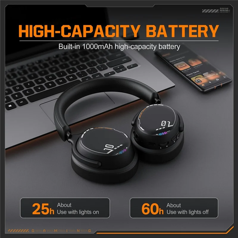 ONIKUMA GT886 Gaming Headset 2.4G Wireless Bluetooth-compatible Wired 3 Modes PC Headphone with Detachable Microphone - Black