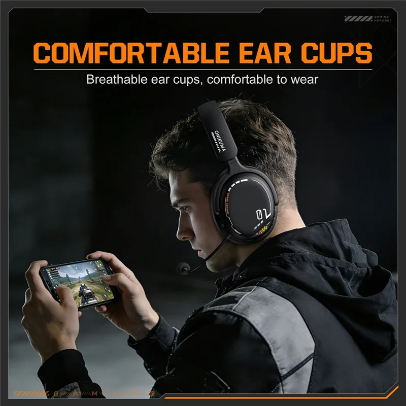 ONIKUMA GT886 Gaming Headset 2.4G Wireless Bluetooth-compatible Wired 3 Modes PC Headphone with Detachable Microphone - Black
