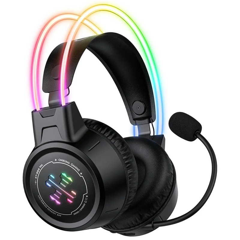 ONIKUMA GT889 Auriculares Gaming Inalámbricos 2.4G Bluetooth Compatible Conexión Triple Modo RGB Iluminación Auriculares para PC - Negro