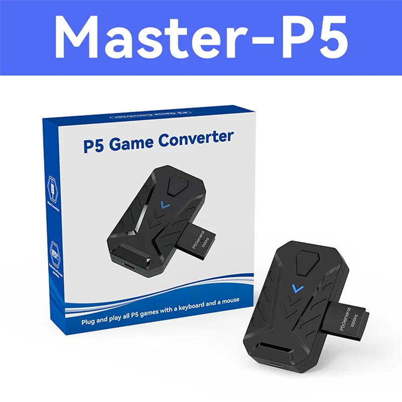HXSJ Master-P5 Adapter Kontrolera Gry do Konsoli PS5, Klawiatura i Mysz z Efektem RGB, Przetwornik z Częstotliwością 1000Hz - Czarny