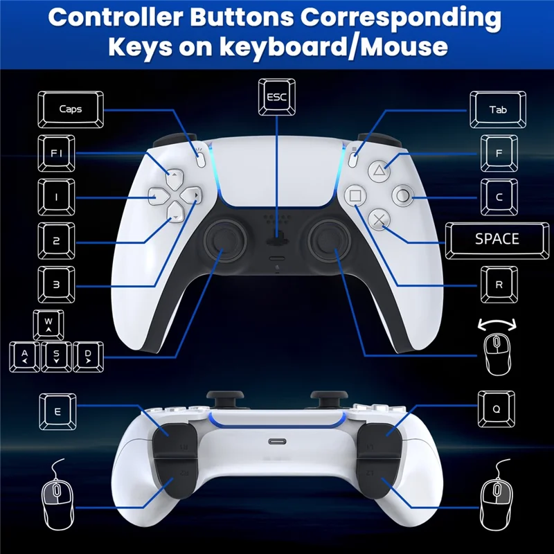 HXSJ P5+V100+A867 Gaming Keyboard Mouse Console Controller Adpater Converter Set for PS5  /  PS4 /  PS3  /  Xbox One  /  Xbox 360  /  Nintendo Switch - Black