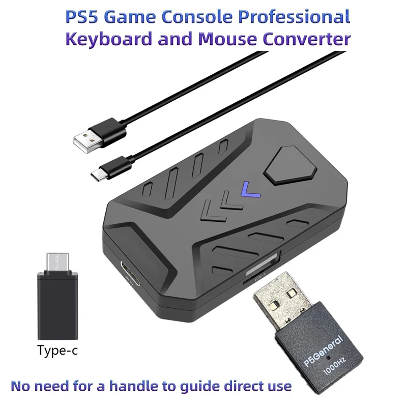 HXSJ P5+V100+A869 Gaming Keyboard Mouse Console Controller Adapter Converter Set for PS5  /  PS4  /  PS3  /  Xbox One  /  Xbox 360  /  Nintendo Switch - Black