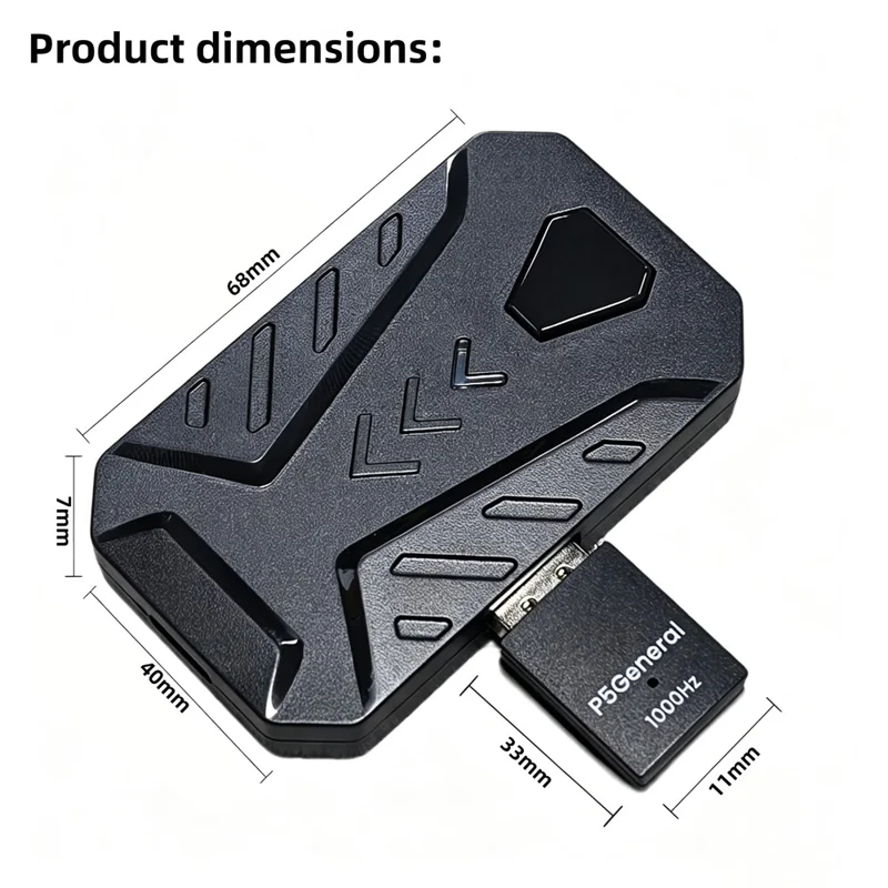 HXSJ P5+V100+H300 Keyboard Mouse Converter Kit 1000Hz Gaming Console Controller Adapter Set for PS5  /  PS3  /  PS4  /  Xbox One  /  Xbox 360 /  Nintendo Switch - Black