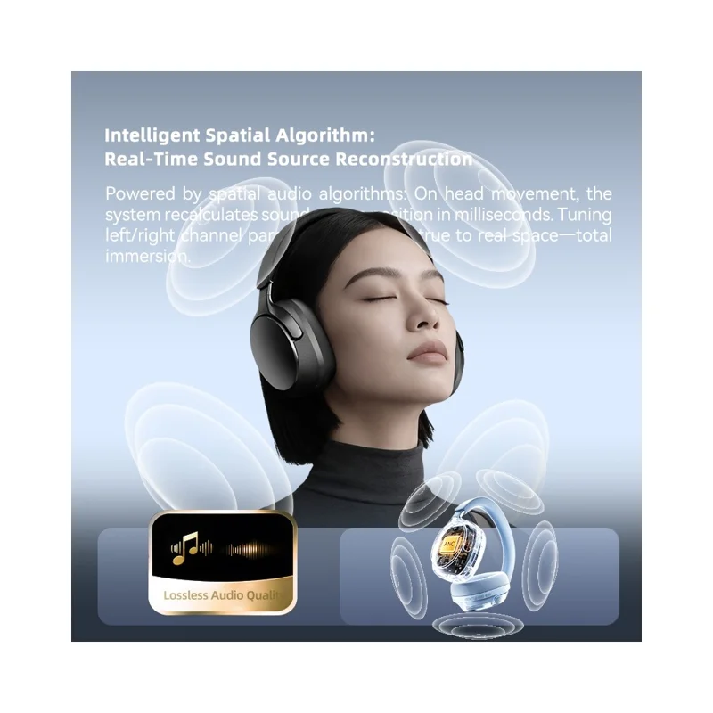EL-GT5 Wireless Bluetooth-compatible Headphone ANC Noise Cancelling 140H Playtime Headset for Gaming Music - Blue
