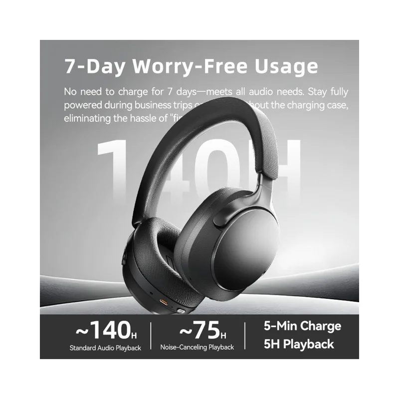 EL-GT5 Wireless Bluetooth-compatible Headphone ANC Noise Cancelling 140H Playtime Headset for Gaming Music - Blue