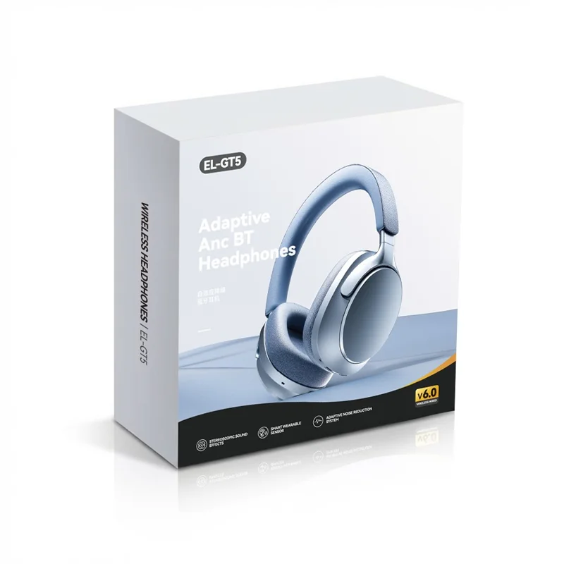 EL-GT5 Wireless Bluetooth-compatible Headphone ANC Noise Cancelling 140H Playtime Headset for Gaming Music - Blue