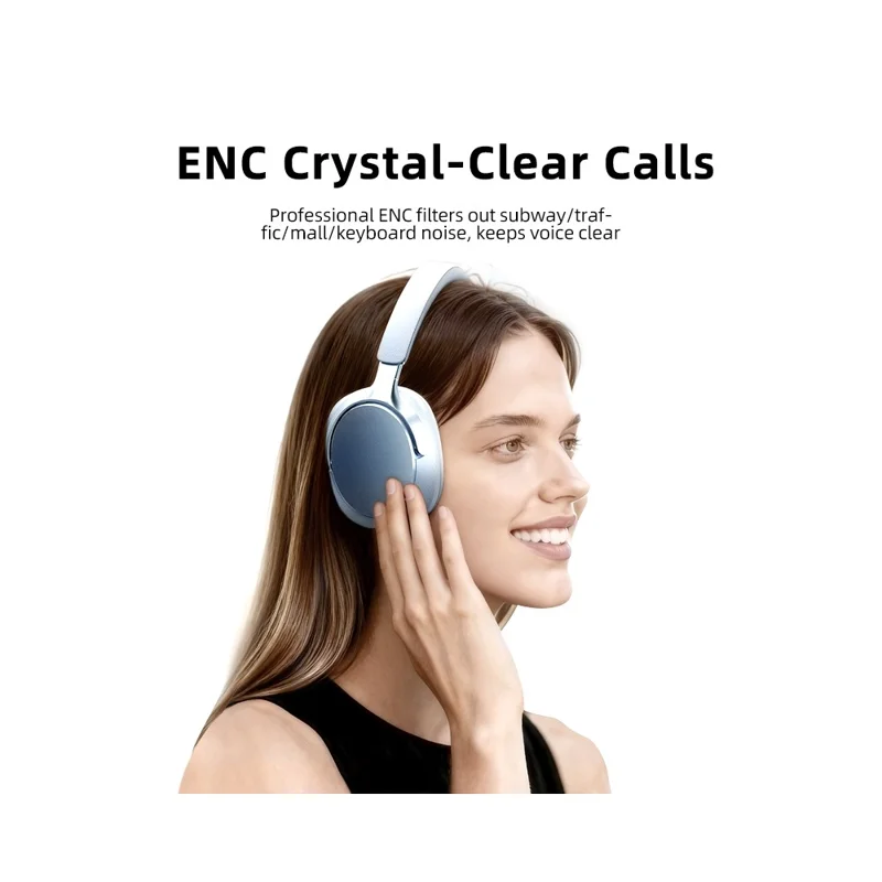 EL-GT5 Wireless Bluetooth-compatible Headphone ANC Noise Cancelling 140H Playtime Headset for Gaming Music - Blue