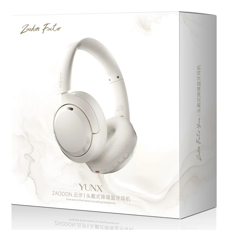 ZAODON YUNX Bluetooth-compatible Headphones 50dB ANC Noise Cancelling Over-Ear Wireless Headset - Beige
